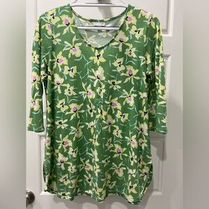 J. Jill Green Floral Tunic Top